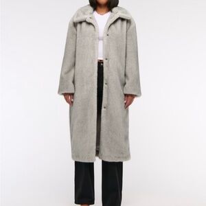 Abercrombie & Fitch Gray Faux Fur Trench Coat